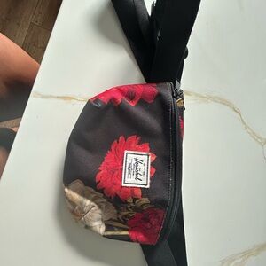 HERSCHEL Small Black, Blue, & Red Poly Textile Fanny Waist Pack